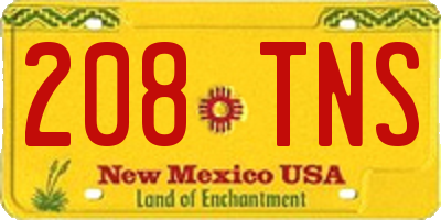 NM license plate 208TNS