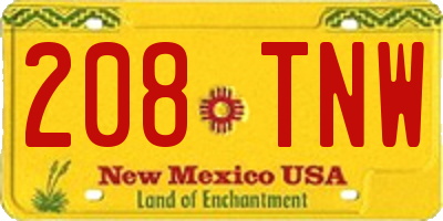 NM license plate 208TNW