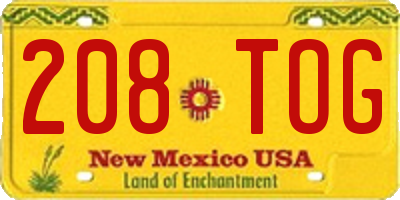 NM license plate 208TOG