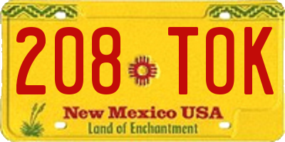 NM license plate 208TOK