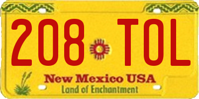 NM license plate 208TOL