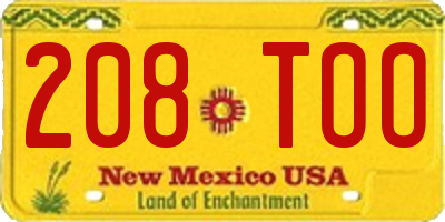 NM license plate 208TOO