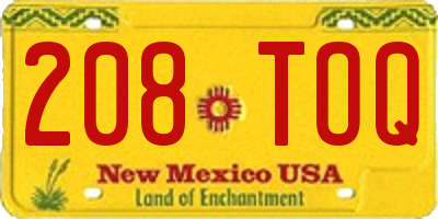 NM license plate 208TOQ