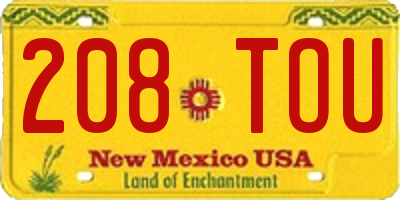 NM license plate 208TOU