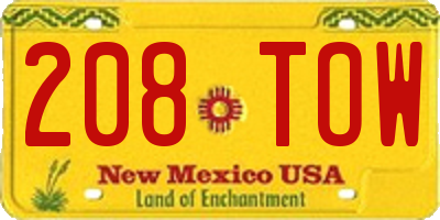 NM license plate 208TOW