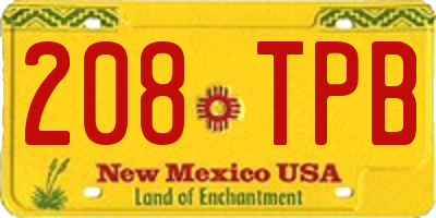 NM license plate 208TPB
