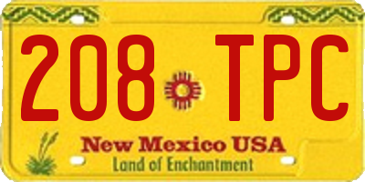 NM license plate 208TPC