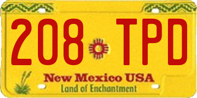 NM license plate 208TPD