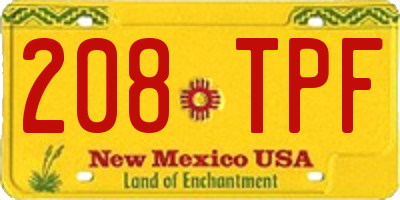 NM license plate 208TPF