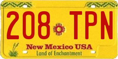NM license plate 208TPN