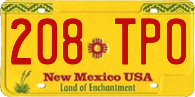 NM license plate 208TPO