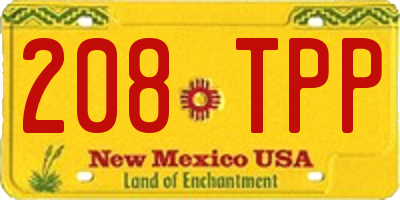 NM license plate 208TPP