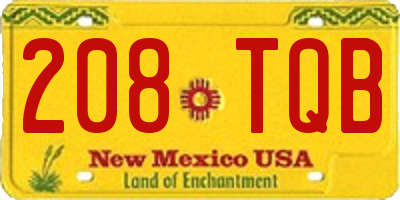 NM license plate 208TQB