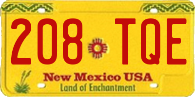 NM license plate 208TQE