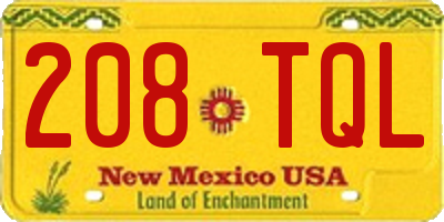NM license plate 208TQL