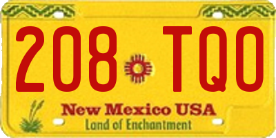 NM license plate 208TQO
