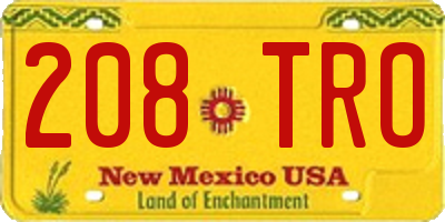 NM license plate 208TRO