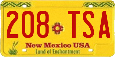 NM license plate 208TSA