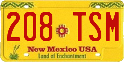 NM license plate 208TSM