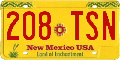 NM license plate 208TSN