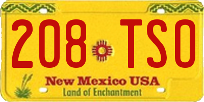 NM license plate 208TSO