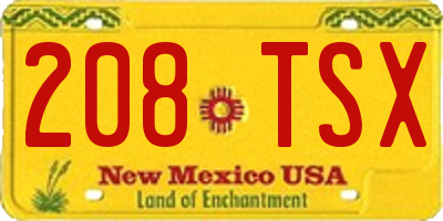 NM license plate 208TSX