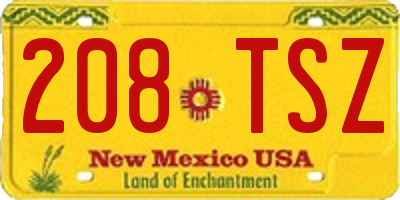 NM license plate 208TSZ