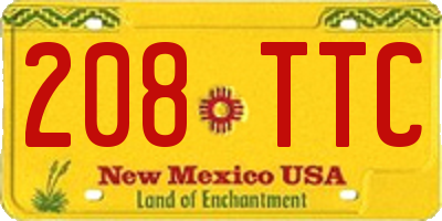 NM license plate 208TTC