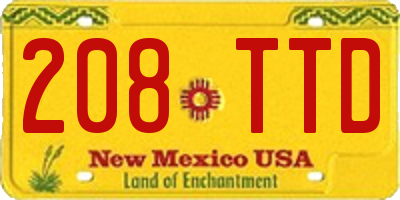 NM license plate 208TTD