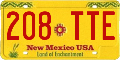 NM license plate 208TTE