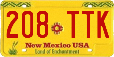 NM license plate 208TTK