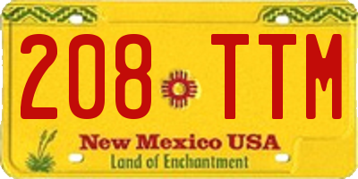 NM license plate 208TTM