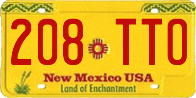 NM license plate 208TTO