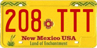 NM license plate 208TTT