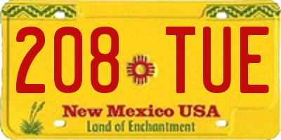 NM license plate 208TUE