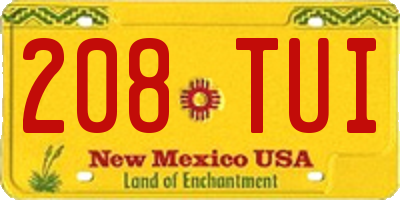 NM license plate 208TUI