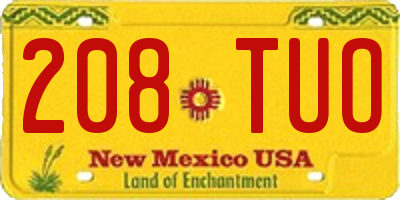 NM license plate 208TUO