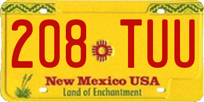 NM license plate 208TUU