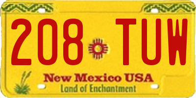NM license plate 208TUW