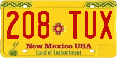 NM license plate 208TUX