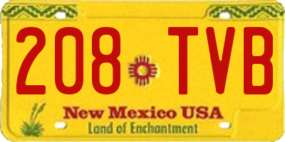NM license plate 208TVB