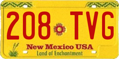 NM license plate 208TVG