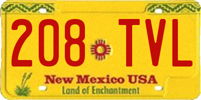 NM license plate 208TVL