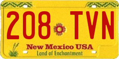 NM license plate 208TVN