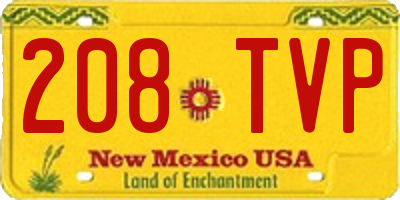 NM license plate 208TVP