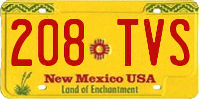NM license plate 208TVS