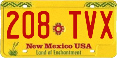 NM license plate 208TVX