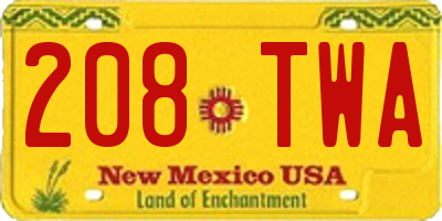 NM license plate 208TWA