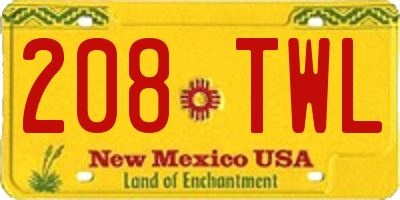 NM license plate 208TWL