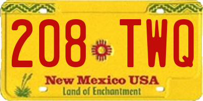 NM license plate 208TWQ